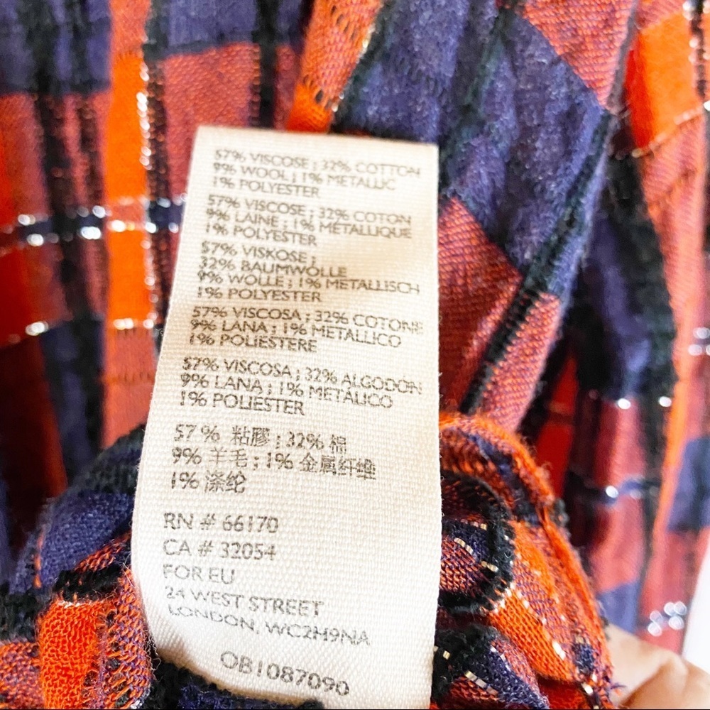 NEW Free People Orange Lela Plaid Oversized Metallic Tunic Top XS - Picture 12 of 12